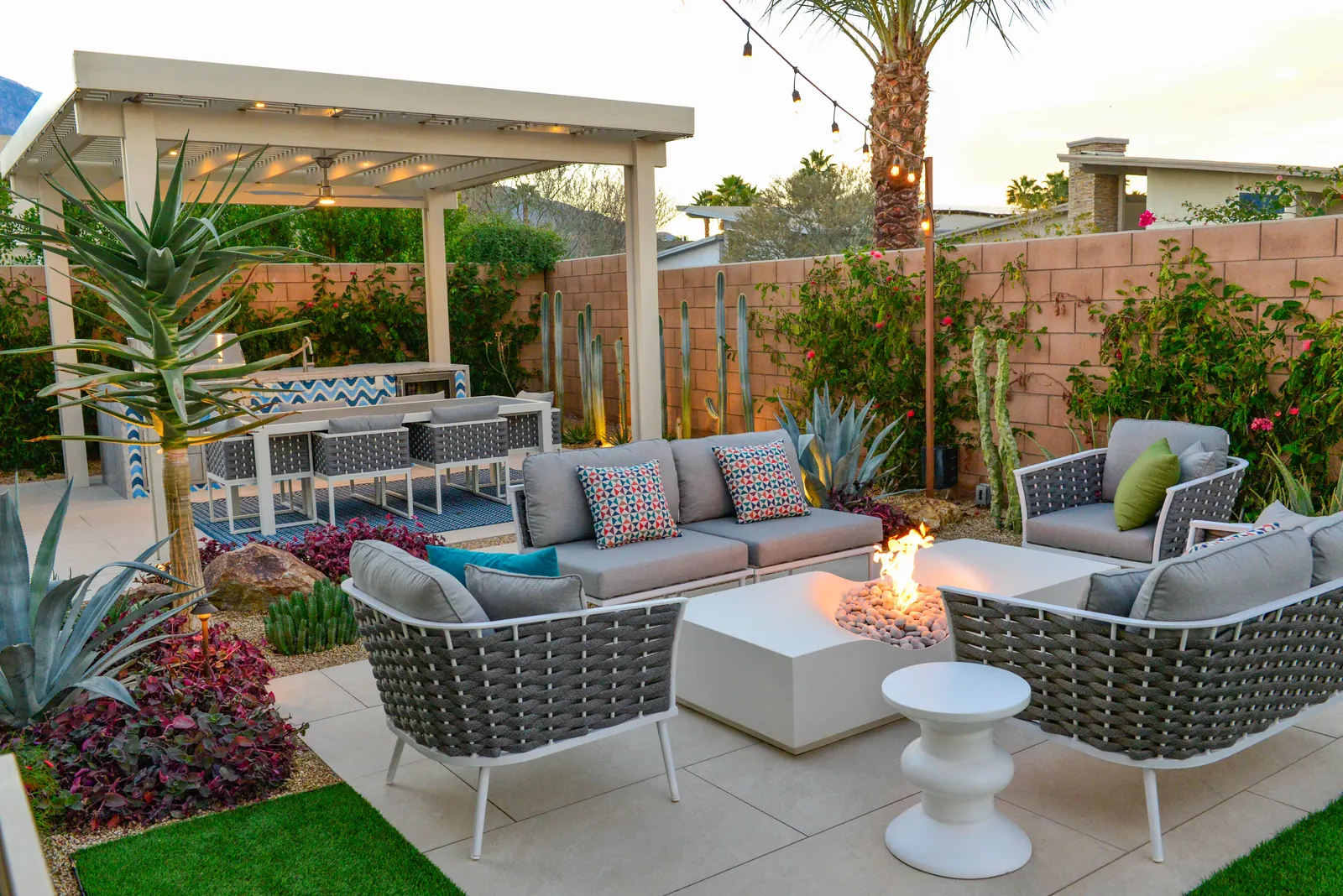Hardscape stone patio and pool — Bliss Way Palm Springs